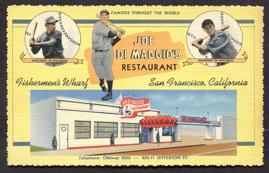 1940s Joe DiMaggios Restaurant Postcard