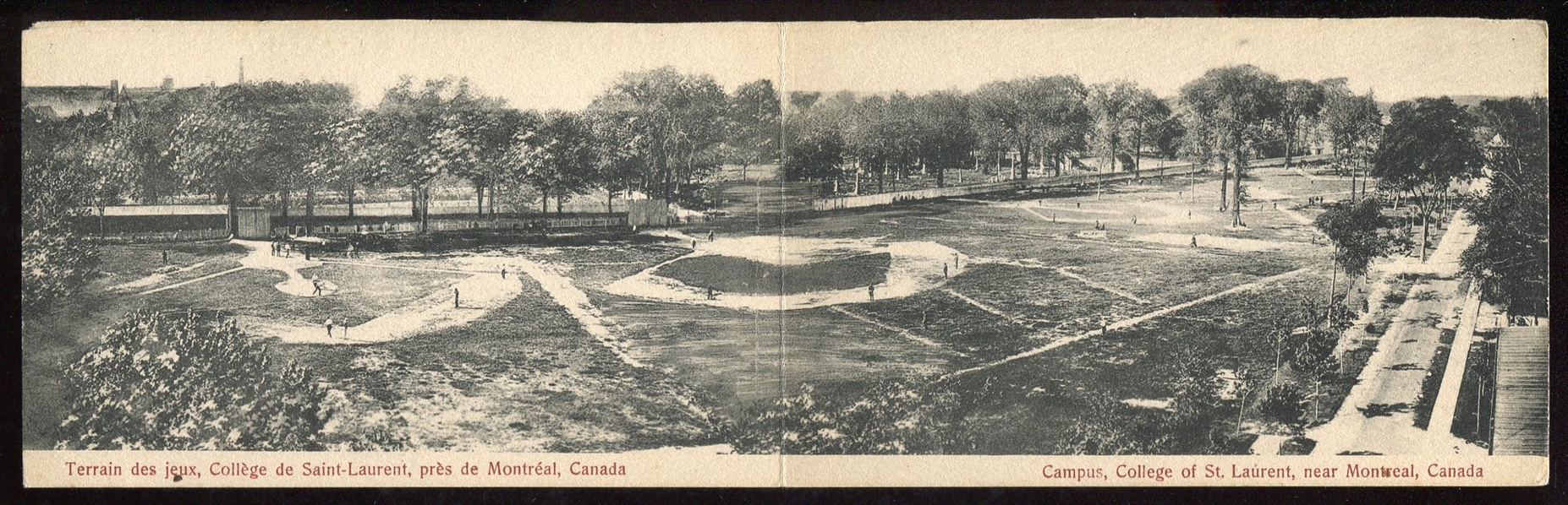 1900s College de Saint-Laurent Baseball Game Panoramic Postcard