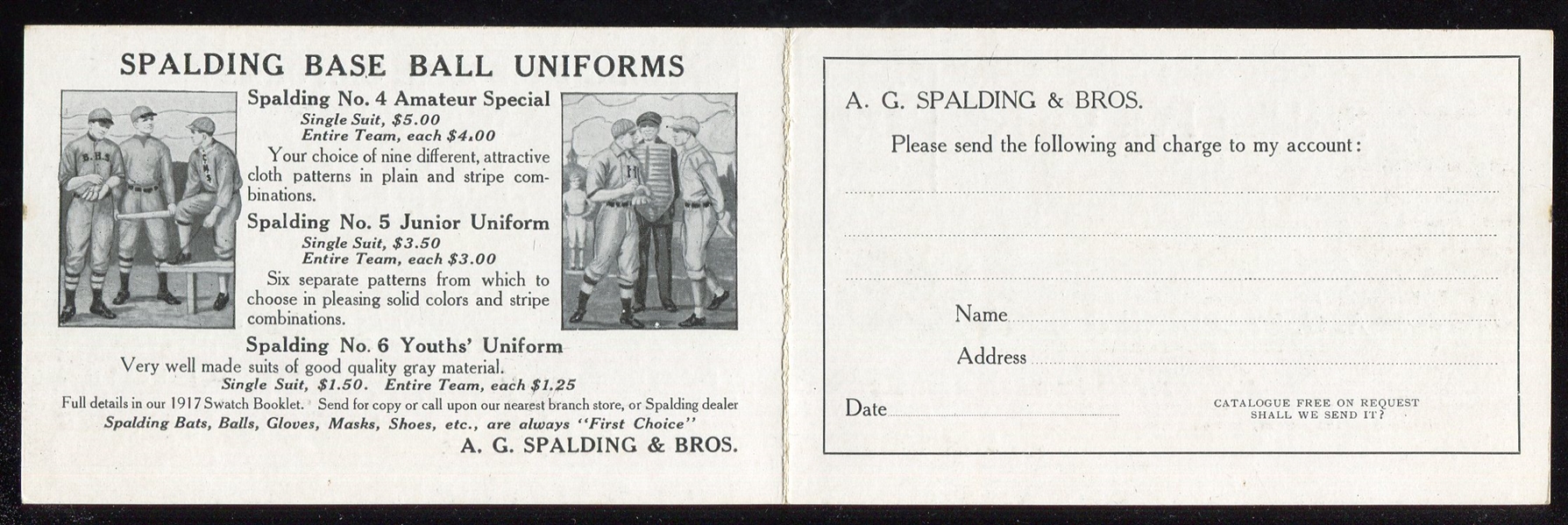 1917 Spalding Fold-Out Advertising Postcard