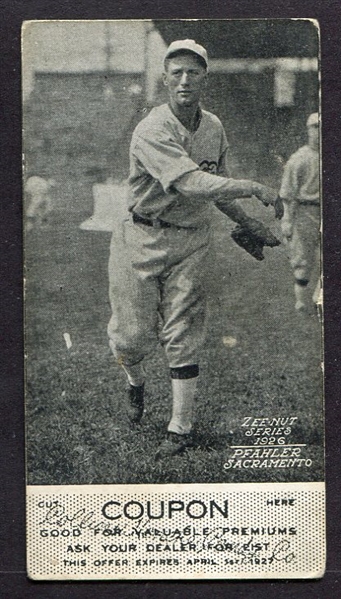 1926 Zeenut Pfahler Sacramento With Coupon