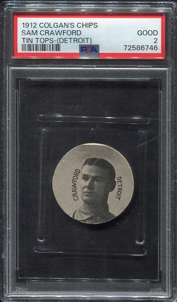 E270-2 Colgans Tin Tops Sam Crawford Detroit PSA 2