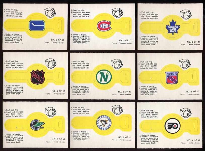 1972-73 O-Pee-Chee Hockey Rings Complete Set 