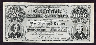 1962 A & BC Civil Wars Currency $1000 Nrmt