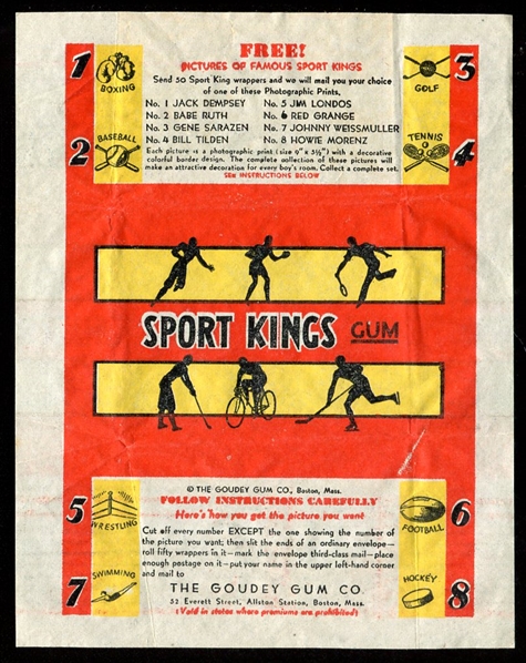 1933 Goudey Sport Kings Wrapper