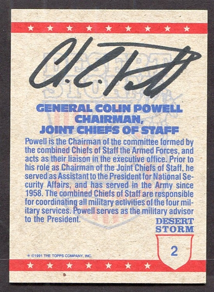 General Colin Powell Signed Desert Storm Card