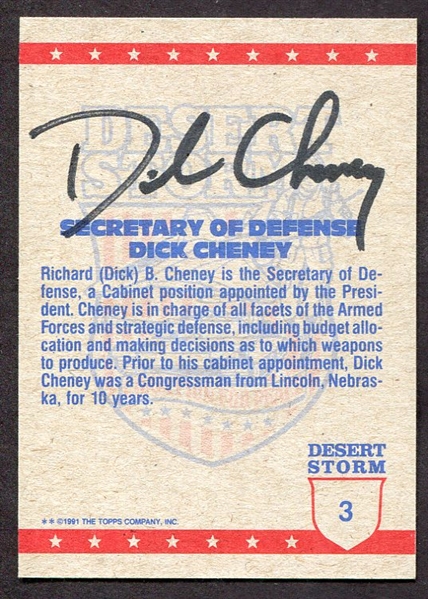 Dick Cheney Signed Desert Storm Card