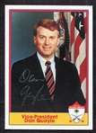 Dan Quayle Twice Signed Desert Shield Card