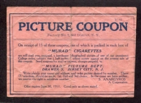 1910-11 T51 Murad First Series Coupon