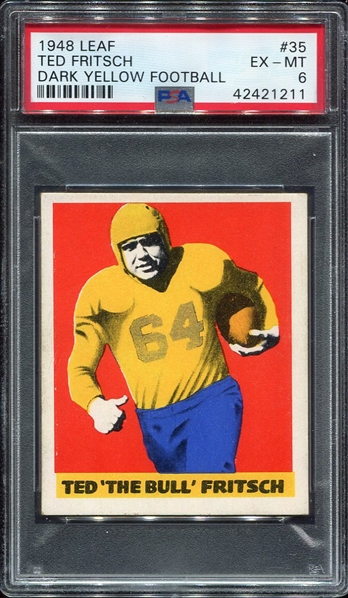 1948 Leaf #35 Ted Fritsch Dark Yellow Football PSA 6