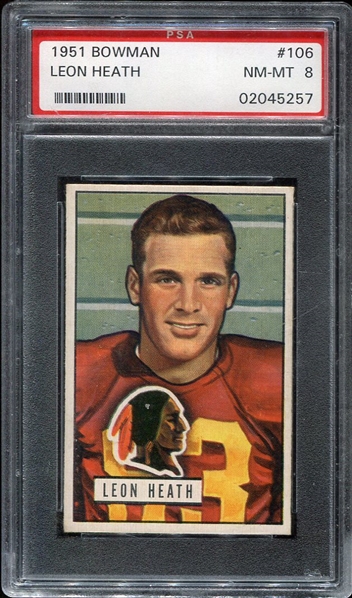 1951 Bowman #106 Leon Heath PSA 8