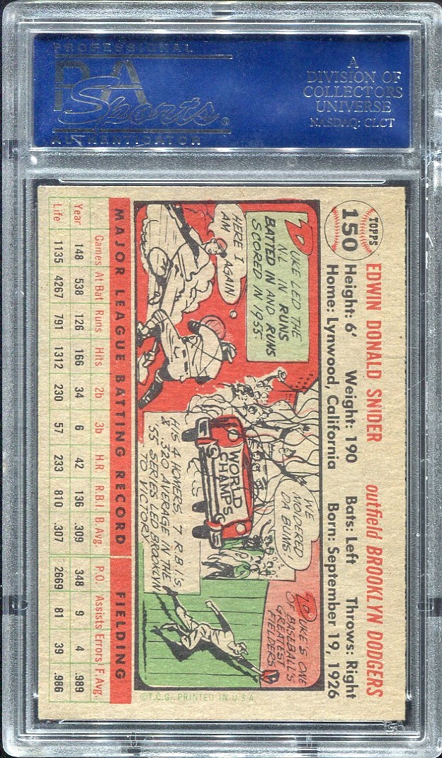 Lot Detail - 1956 Topps #150 Duke Snider Gray Back PSA 7