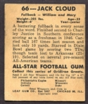 1948 Leaf Football #66b Jack Cloud 