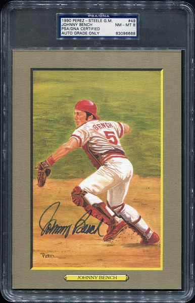 1990 Perez-Steele Johnny Bench Autographed PSA/DNA 8