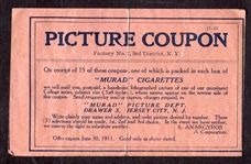 1910-11 T51 Murad First Series Coupon