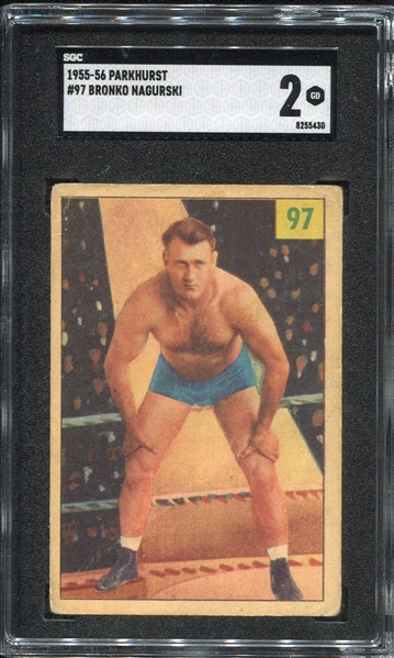 1955-56 Parkhurst Wrestling #97 Bronko Nagurski SGC 2