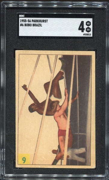 1955-56 Parkhurst Wrestling #6 Bobo Brazil SGC 4