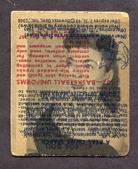 1948 Bowman #45 Bob Doll w/Triple Printed Error Back