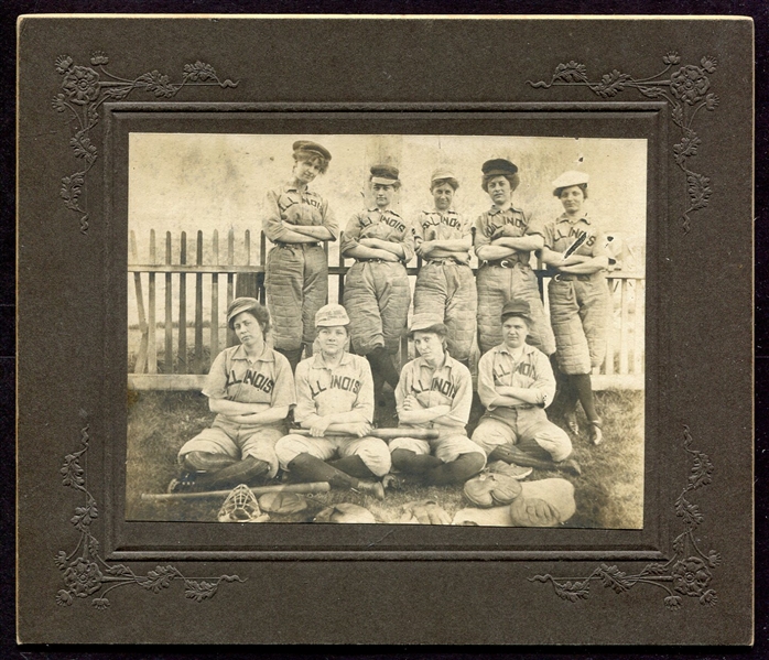 Circa 1900 Illinois Womens Baseball Team Cabinet Photo