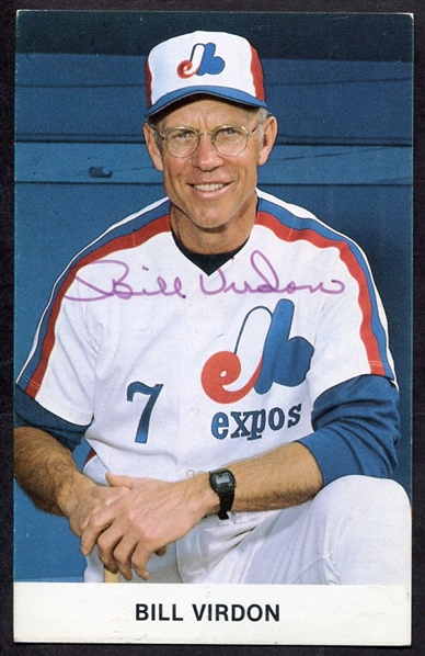 Bill Virdon Autographed Team Issue Card