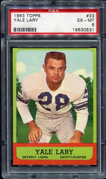 1963 Topps #33 Yale Lary PSA 6