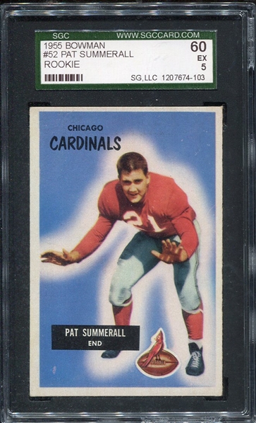 1955 Bowman #52 Pat Summerall RC SGC 5