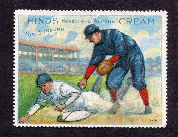 1915 Hinds Honey and Almond Cream Baseball Stamp