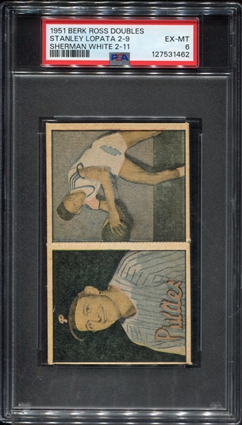 1952 Berk Ross Double Panel Lopata 2-9 & White 2-11 PSA 6