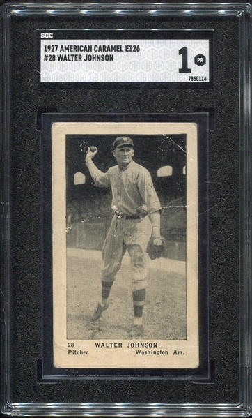 E126 American Caramel #28 Walter Johnson SGC 1