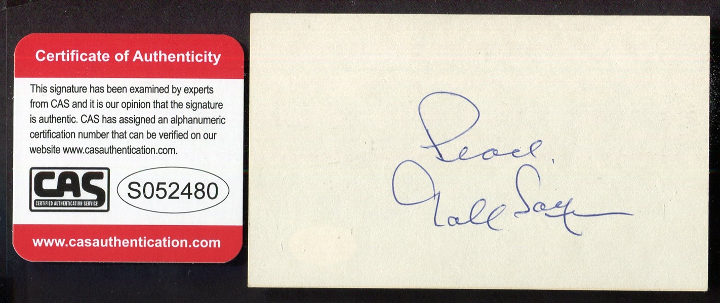 Gale Sayers Signed Index Card CAS Certified