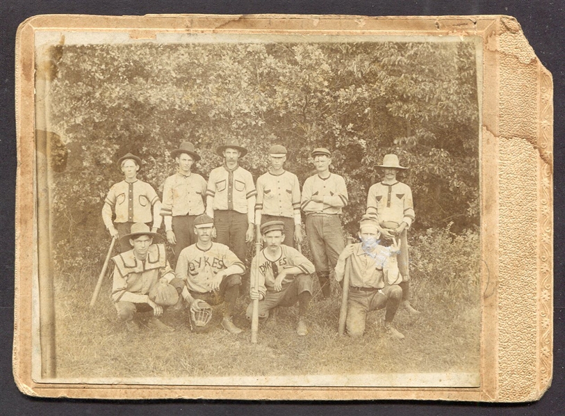 Circa 1880s Cabinet Photo of Dykes Baseball Team