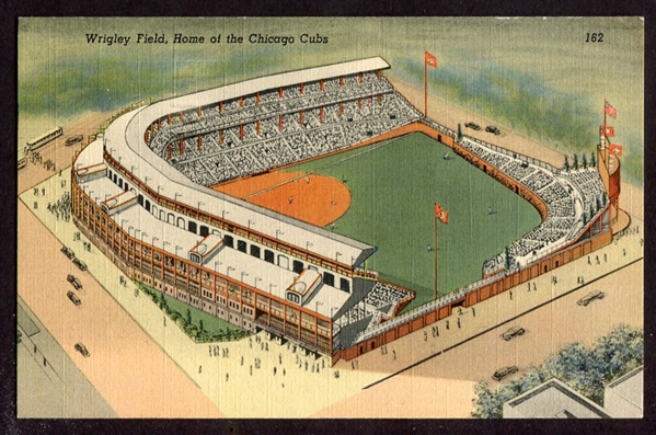 1942 Wrigley Field Linen Postcard