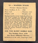 1948 Bowman #18 Warren Spahn Rookie