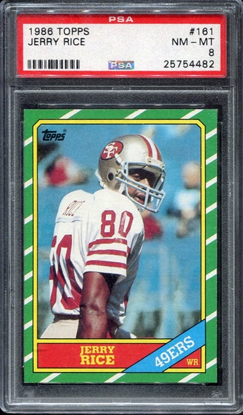 1986 Topps #161 Jerry Rice Rookie Card PSA 8