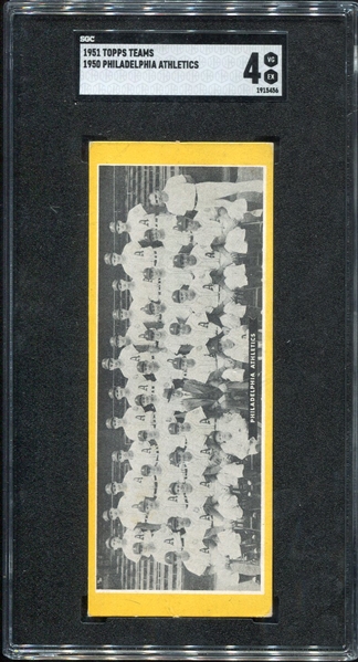 1951 Topps Team Philadelphia Athletics Undated SGC 4