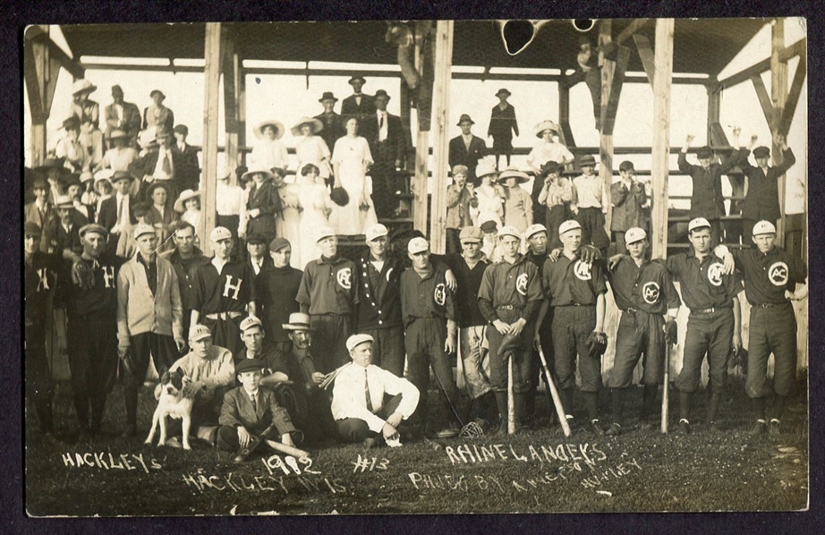 Early 1900s AZO RPPC Hackley Wisconsin vs. Rhinelanders