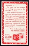 1950 Tip-Top Bread Cisco Kid Radio Ad Card